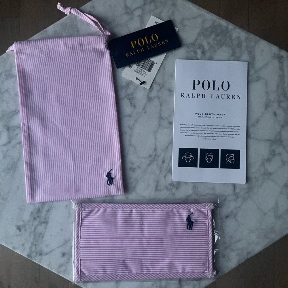 Polo Ralph Lauren Cloth Face Mask - Pink Striped - NWT - Size S/M & M/L availa…